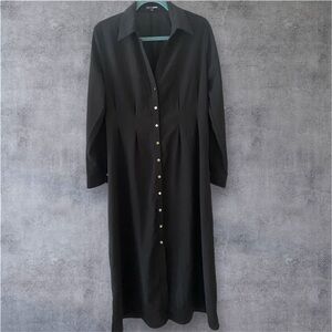 Fashion Nova Classic Black Button-Down Maxi Dress. Size XL
